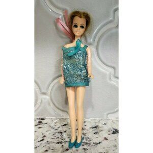 Vintage 1970 Topper Dawn in Gala Go Go RARE HTF Blue Tinsel Dress H11A
